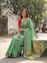 MIMOSA Rama Kanjivaram tusser Saree — pose 8 styling detail