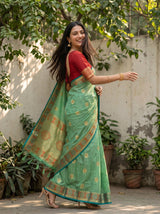 MIMOSA Rama Kanjivaram tusser Saree — pose 9 styling detail