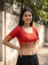MIMOSA Rama Kanjivaram tusser Saree — blouse close-up