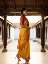 MIMOSA Mustard Kanjivaram tusser Saree — saree detail