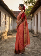MIMOSA Pink Kanjivaram tusser Saree — saree detail
