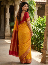 MIMOSA Mustard Banarasi Art Silk Saree — pose 8 styling detail