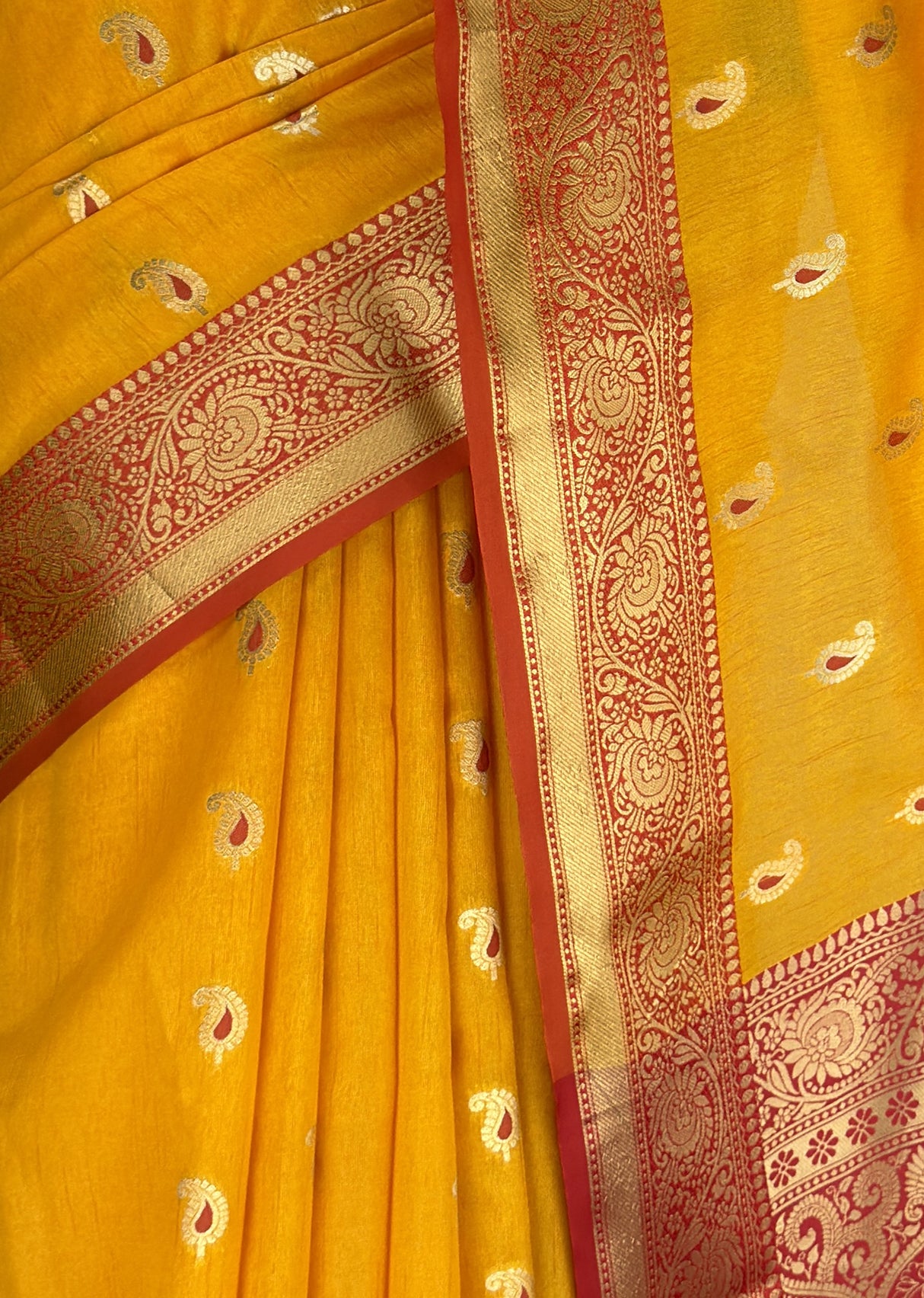 MIMOSA Mustard Banarasi Art Silk Saree — fleets shot full lifestyle