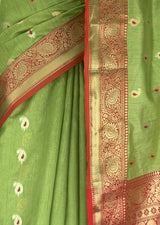 MIMOSA Olive Banarasi Art Silk Saree — fleets shot full lifestyle