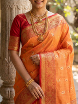 MIMOSA Peach Banarasi Art Silk Saree — pose 10 styling detail