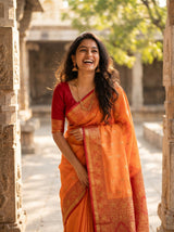MIMOSA Peach Banarasi Art Silk Saree — pose 9 styling detail