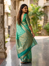 MIMOSA Rama Banarasi Art Silk Saree — pose 8 styling detail