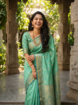 MIMOSA Rama Banarasi Art Silk Saree — pose 9 styling detail