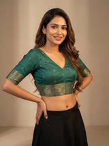 MIMOSA Rama Banarasi Art Silk Saree — blouse close-up