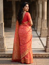 MIMOSA Strawberry Banarasi Art Silk Saree — pose 8 styling detail