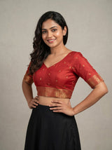 MIMOSA Strawberry Banarasi Art Silk Saree — blouse close-up