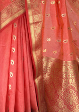 MIMOSA Strawberry Banarasi Art Silk Saree — fleets shot full lifestyle