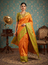 MIMOSA Gold Kanjivaram Art silk Saree — styled on model