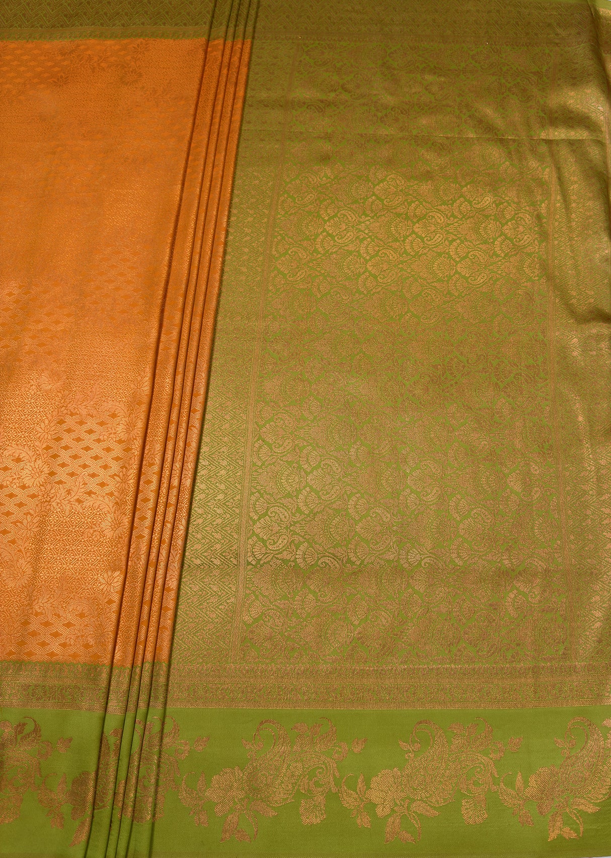 MIMOSA Gold Kanjivaram Art silk Saree — pallu and zari work detail
