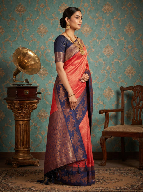 MIMOSA Gajari Kanjivaram Art silk Saree — blouse fabric detail
