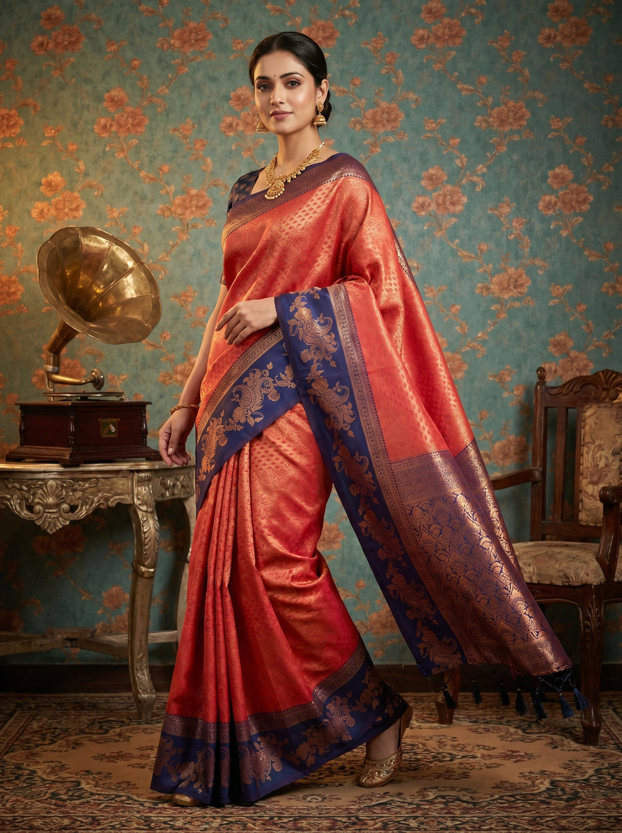 MIMOSA Gajari Kanjivaram Art silk Saree — styled on model