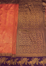 MIMOSA Maroon Kanjivaram Art silk Saree — pallu and zari work detail