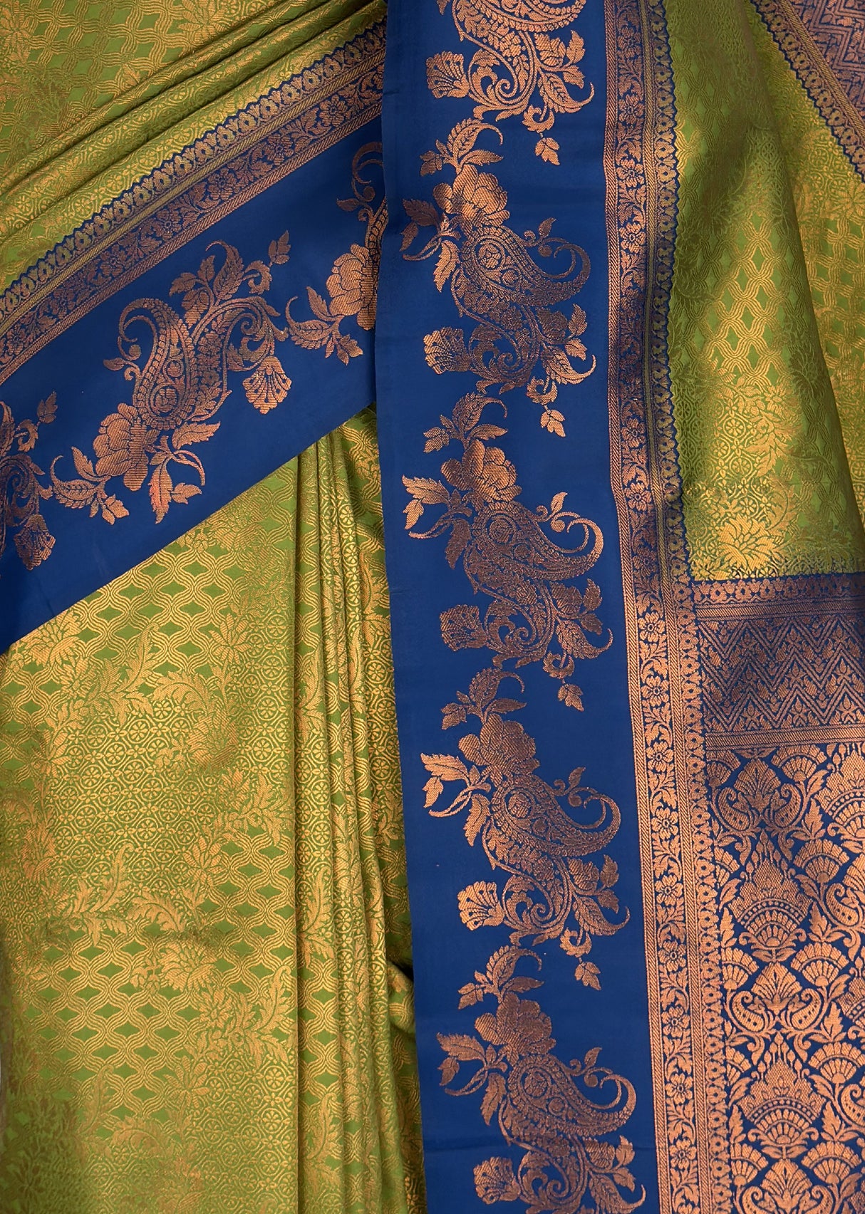 MIMOSA Olive Kanjivaram Art silk Saree — fleets shot full lifestyle