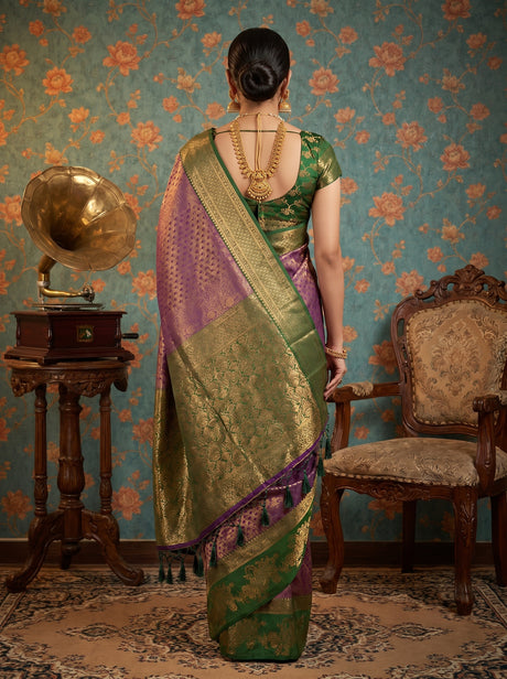 MIMOSA Wine Kanjivaram Art silk Saree — blouse fabric detail