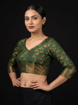MIMOSA Wine Kanjivaram Art silk Saree — blouse close-up