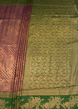 MIMOSA Wine Kanjivaram Art silk Saree — pallu and zari work detail