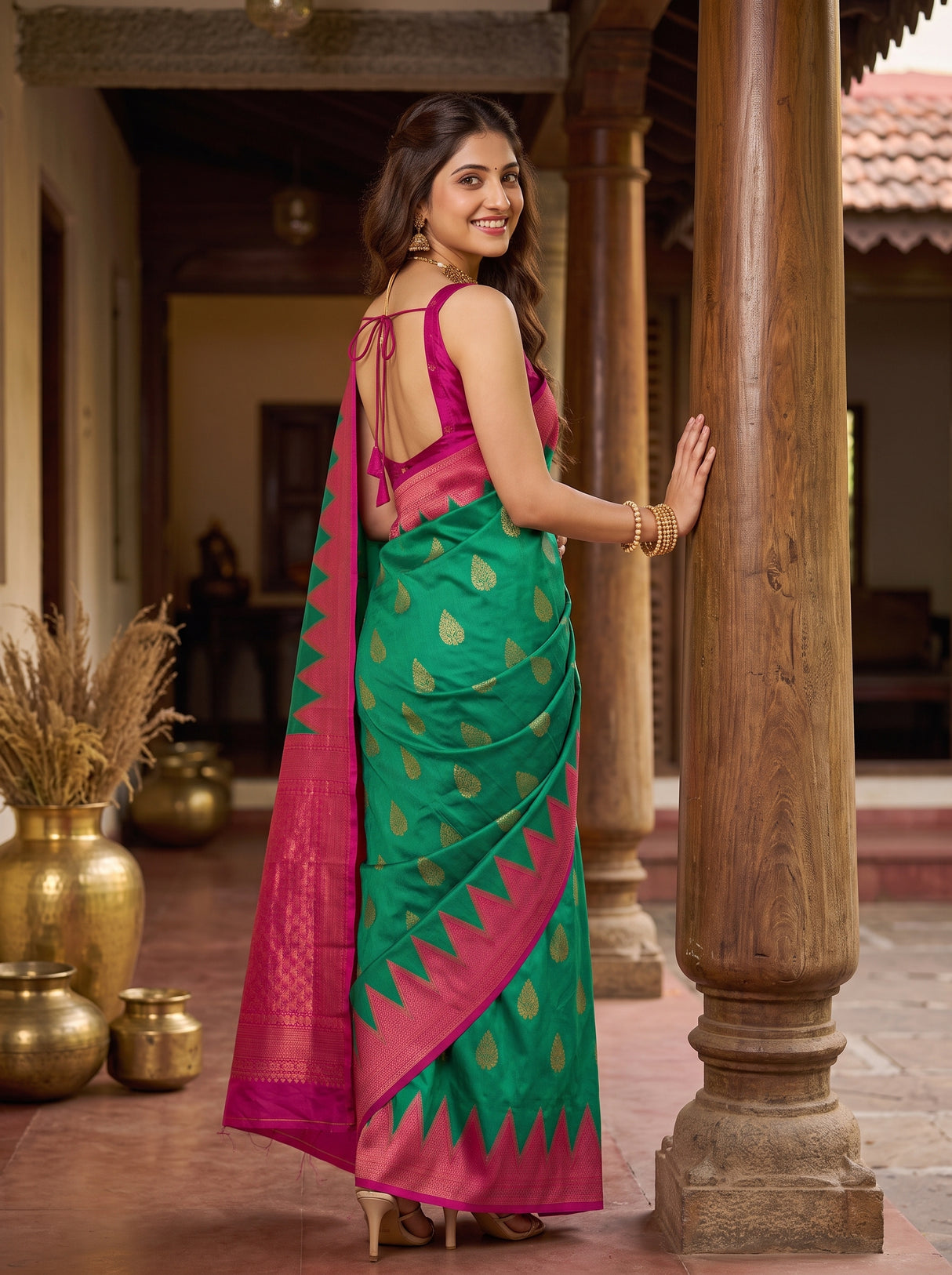 MIMOSA Green Saree Saree — pose 7 styling detail