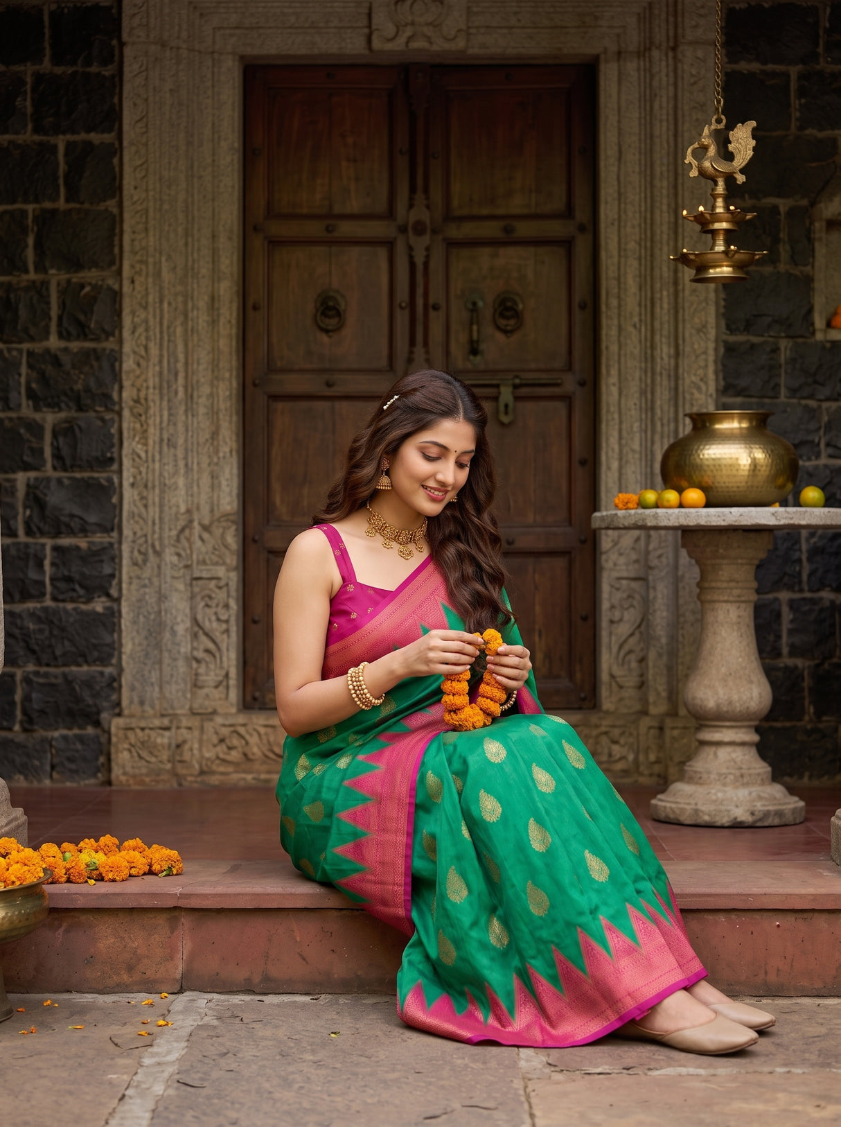 MIMOSA Green Saree Saree — pose 8 styling detail