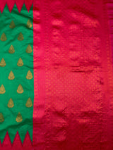 MIMOSA Green Saree Saree — pallu and zari work detail