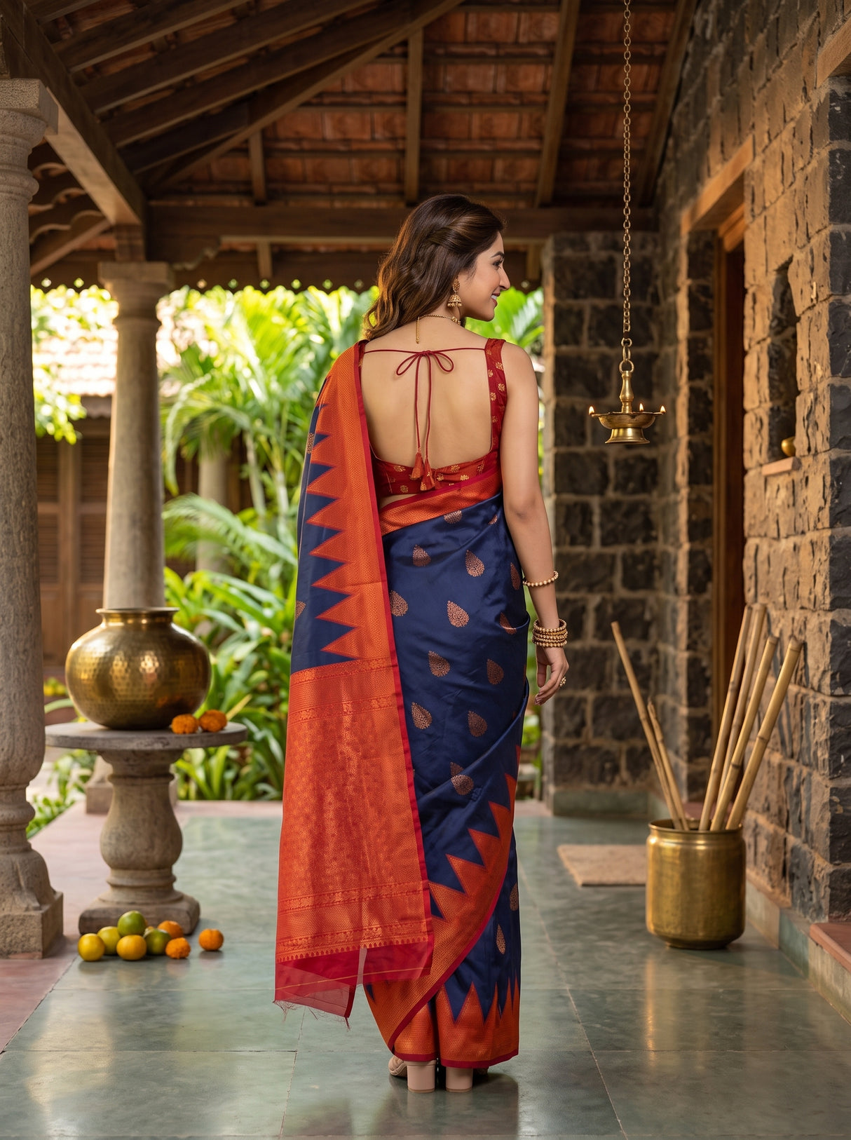 MIMOSA Navy Saree Saree — pose 2 styling detail