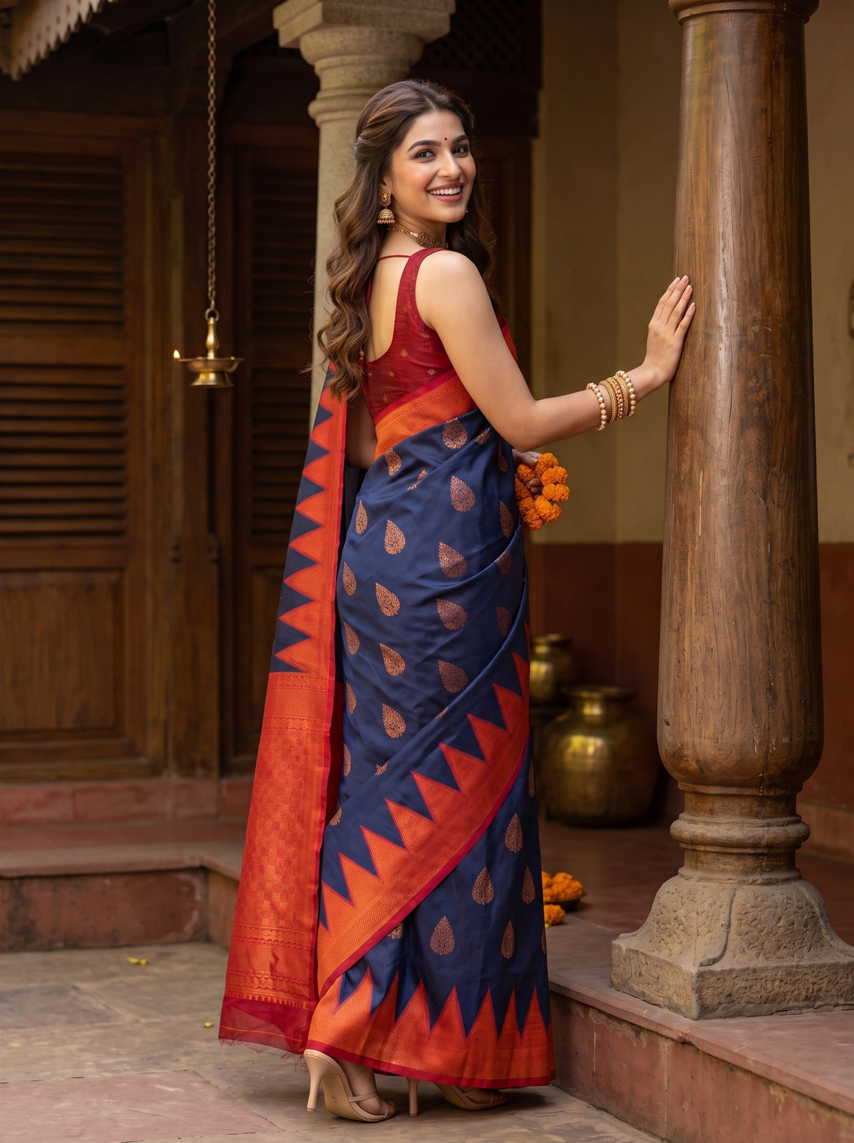 MIMOSA Navy Saree Saree — pose 7 styling detail