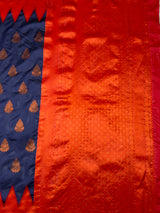 MIMOSA Navy Saree Saree — pallu and zari work detail
