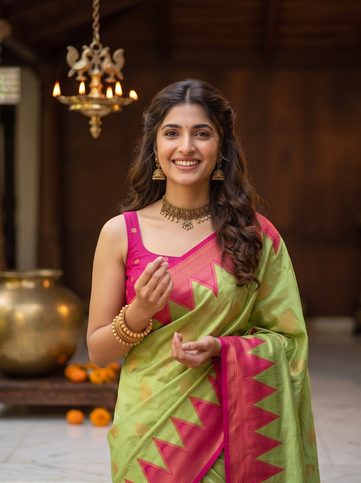 MIMOSA Pista Saree Saree — pose 10 styling detail