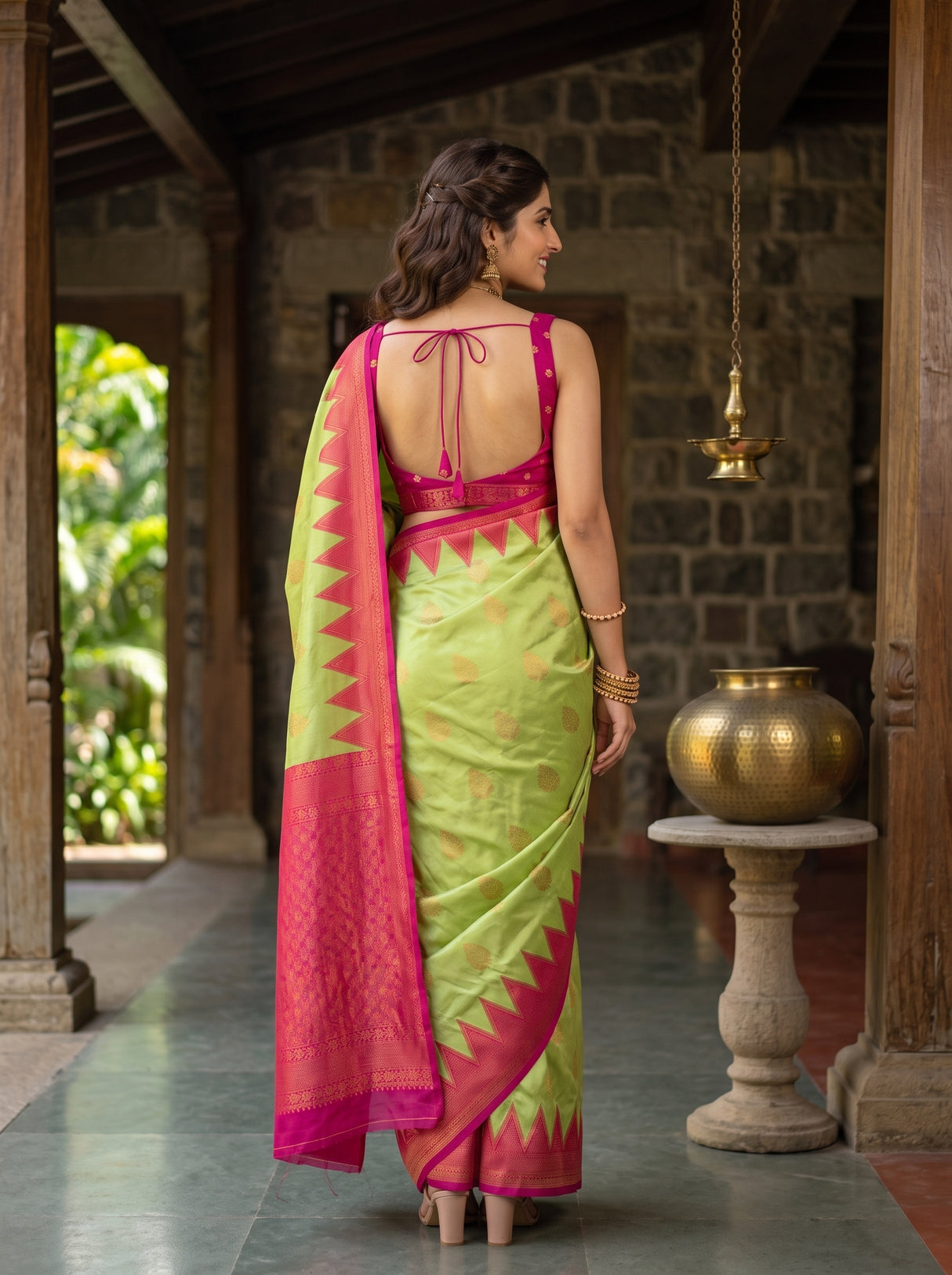 MIMOSA Pista Saree Saree — pose 2 styling detail