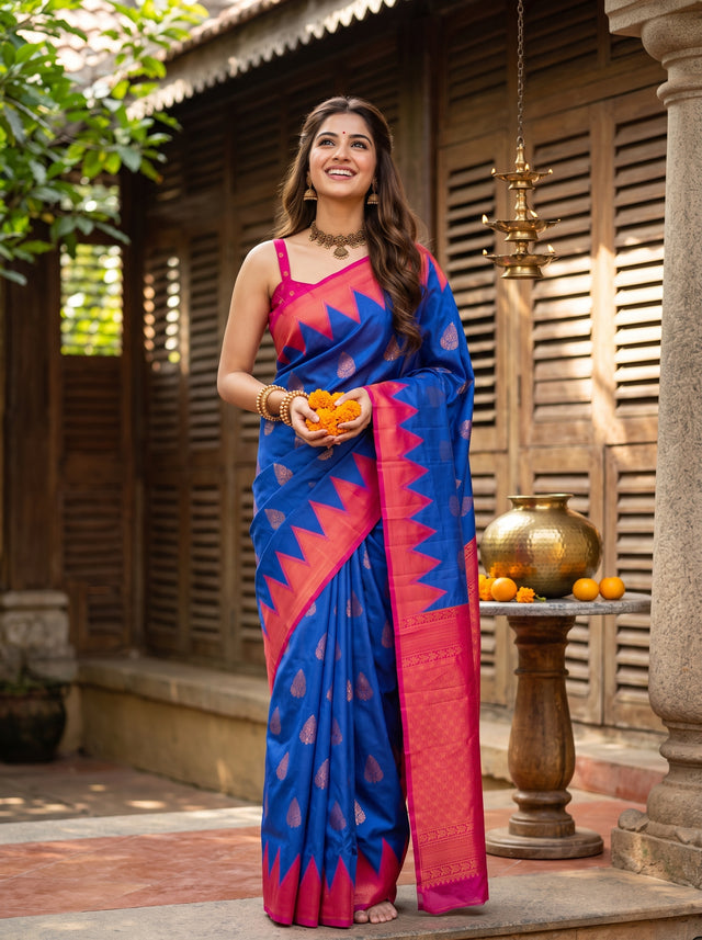 Royal Blue  Saree