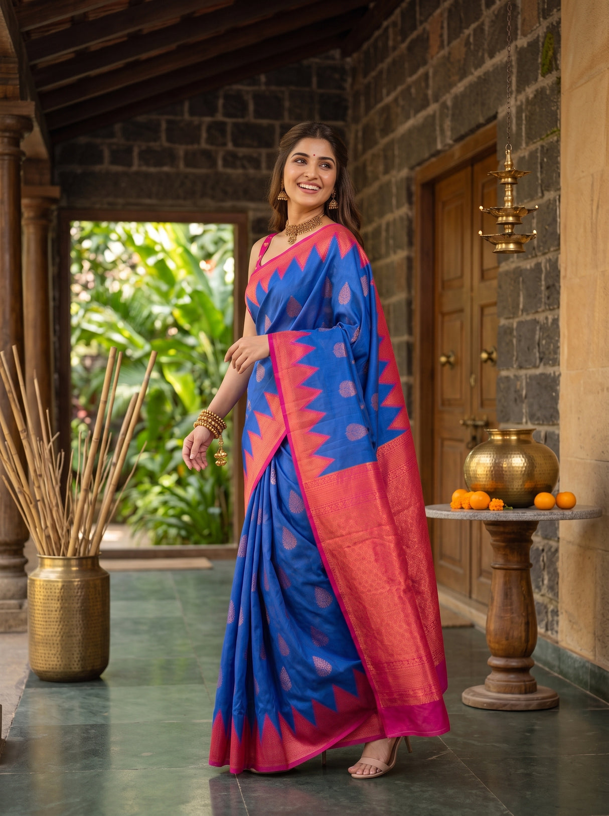 MIMOSA Royal Blue Saree Saree — pose 9 styling detail