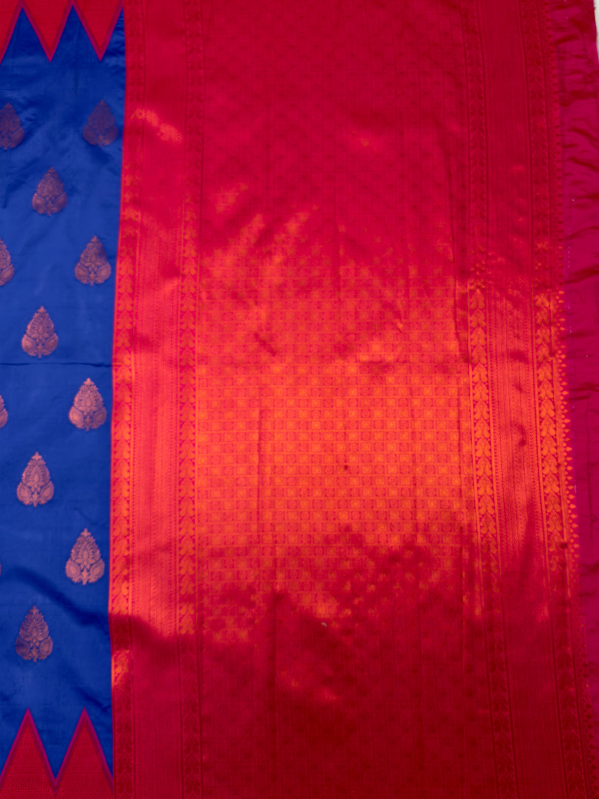 MIMOSA Royal Blue Saree Saree — pallu and zari work detail