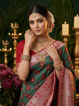 MIMOSA Green Banarasi Art Silk Saree — pose 10 styling detail