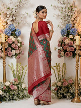 MIMOSA Green Banarasi Art Silk Saree — pose 7 styling detail