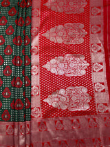 MIMOSA Green Banarasi Art Silk Saree — pallu and zari work detail