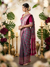 MIMOSA Grey Banarasi Art Silk Saree — pose 3 styling detail
