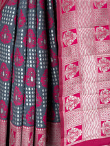 MIMOSA Grey Banarasi Art Silk Saree — fleets shot full lifestyle