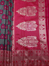 MIMOSA Grey Banarasi Art Silk Saree — pallu and zari work detail