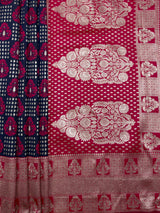 MIMOSA Navy Banarasi Art Silk Saree — pallu and zari work detail