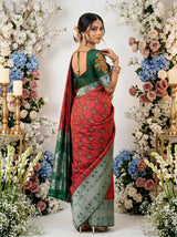 MIMOSA Red Banarasi Art Silk Saree — pose 7 styling detail
