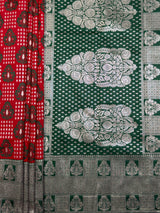 MIMOSA Red Banarasi Art Silk Saree — pallu and zari work detail