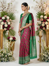 MIMOSA Rani Banarasi Art Silk Saree — pose 3 styling detail
