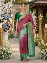 MIMOSA Rani Banarasi Art Silk Saree — pose 6 styling detail