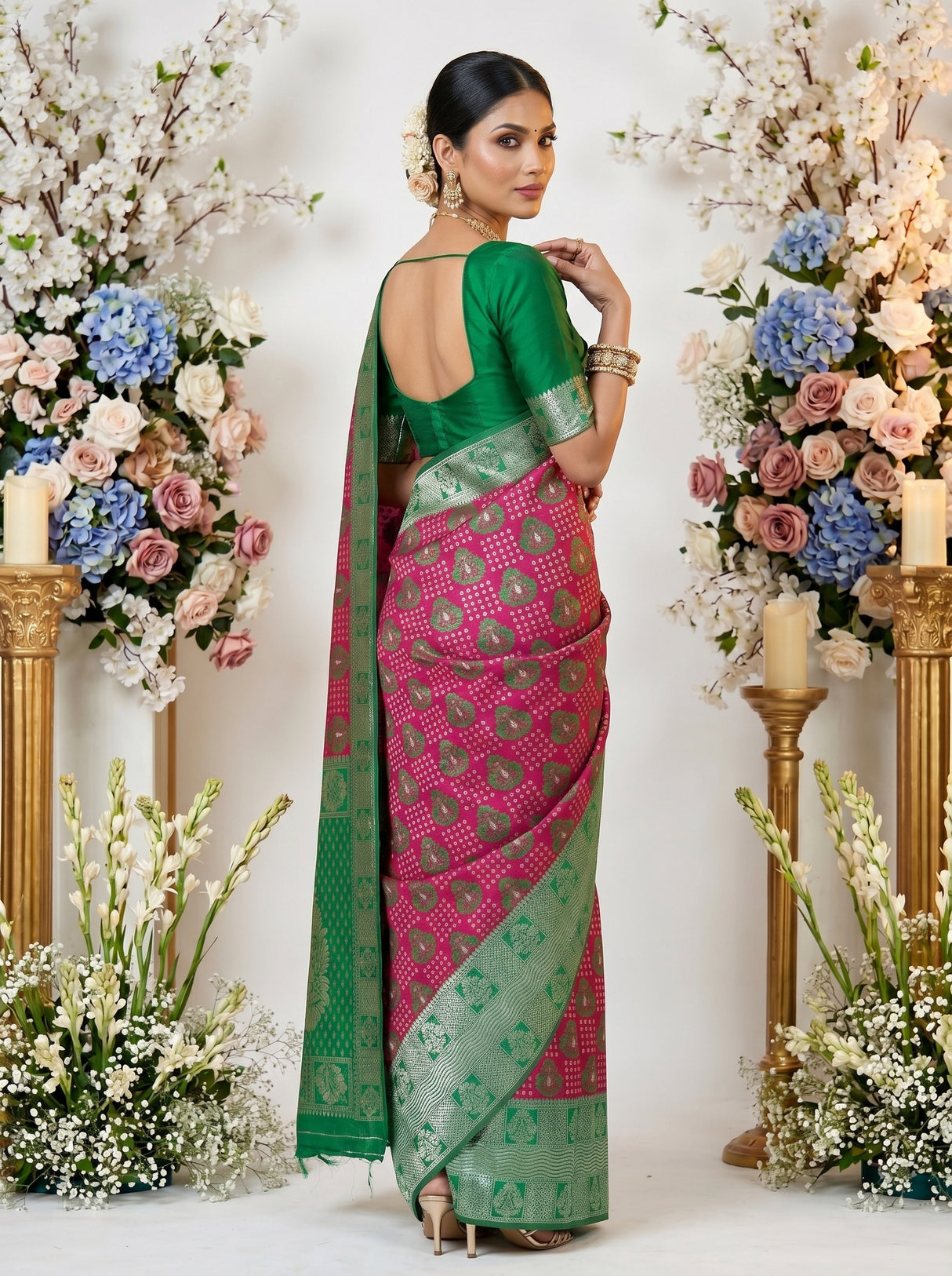 MIMOSA Rani Banarasi Art Silk Saree — pose 7 styling detail