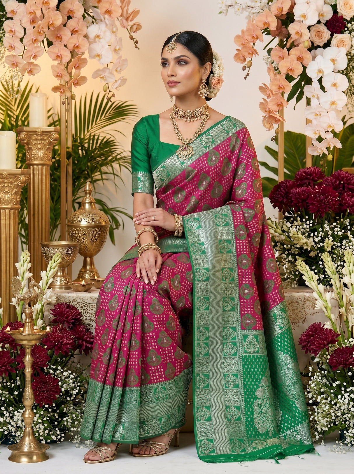 MIMOSA Rani Banarasi Art Silk Saree — pose 8 styling detail
