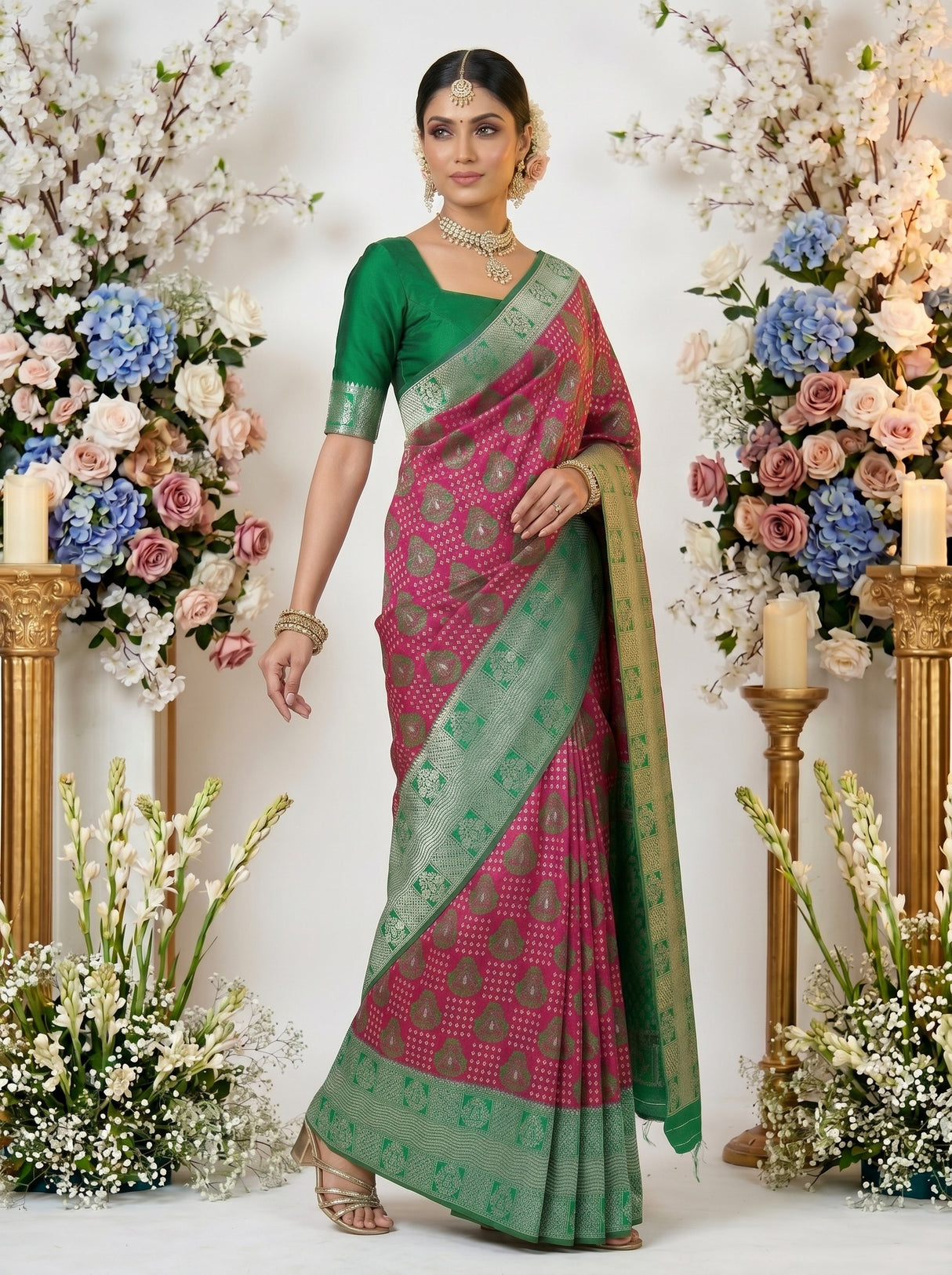 MIMOSA Rani Banarasi Art Silk Saree — pose 9 styling detail
